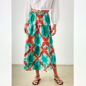 Rails Casual Lined Boho Tier Midi Skirt Medium